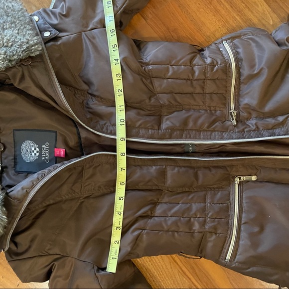 Brown Vince Camuto Luxe Puffer Jacket Fur Hood - Picture 8 of 8
